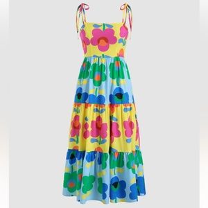 Still growing multicolor floral midi dress